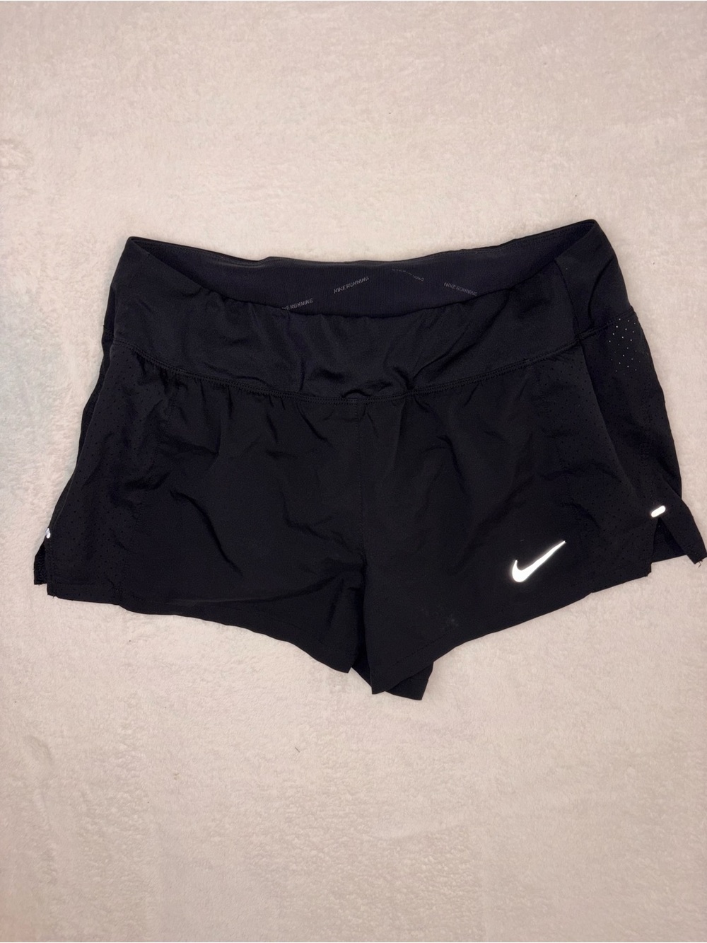 EUC Nike Black Athletic Running Shorts with Reflective Swoosh Size Large